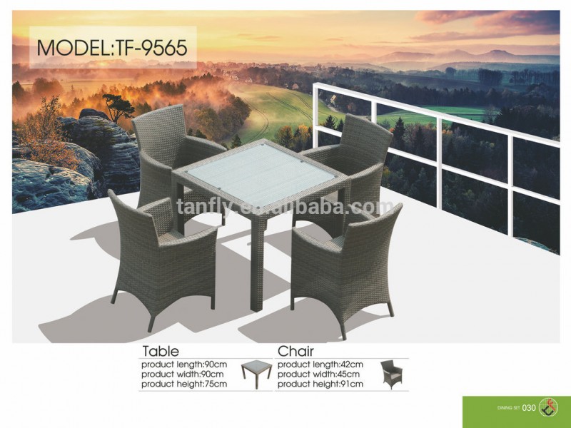 Tf-9565熱い販売の屋外籐のダイニングセット、 の籐のテーブルと椅子-籐/枝編み家具セット問屋・仕入れ・卸・卸売り