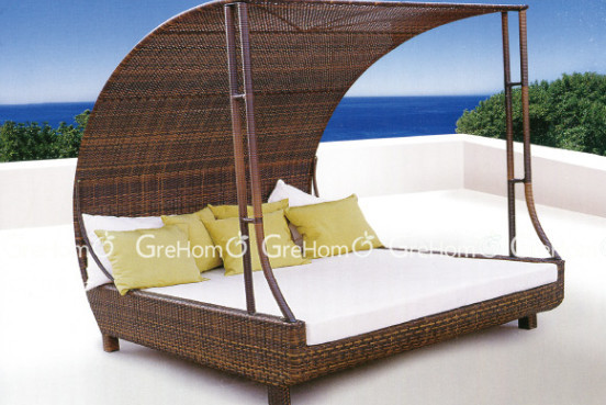 ダブルビーチチェア用籐の太陽のベッド-籐/枝編み椅子問屋・仕入れ・卸・卸売り
