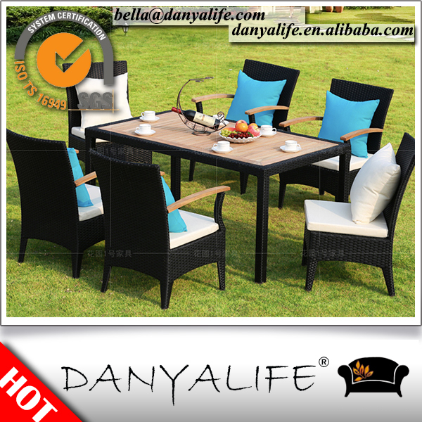 Dyds- d7613danyalife耐候性とガーデンチェアpolyrattanチークトップテーブル-ガーデンセット問屋・仕入れ・卸・卸売り