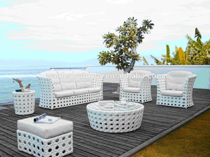 白い籐の屋外の籐家具のソファセット( dh- 9536)-ガーデンソファー問屋・仕入れ・卸・卸売り