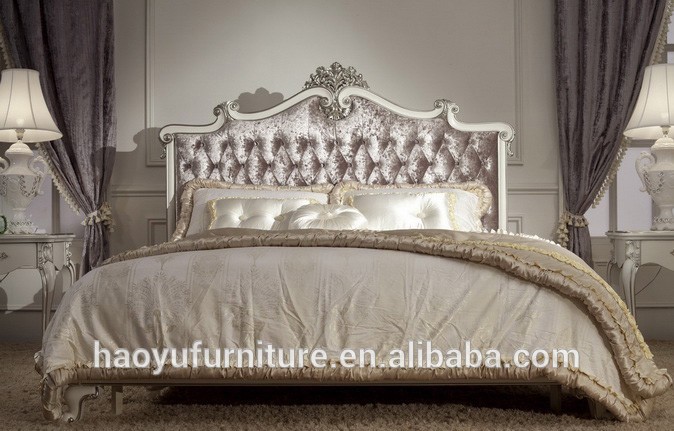 Sm-a001a高級ホテル用家具販売のためのベッドファブリック古典的なヨーロッパの寝室の家具セット-ベッド問屋・仕入れ・卸・卸売り
