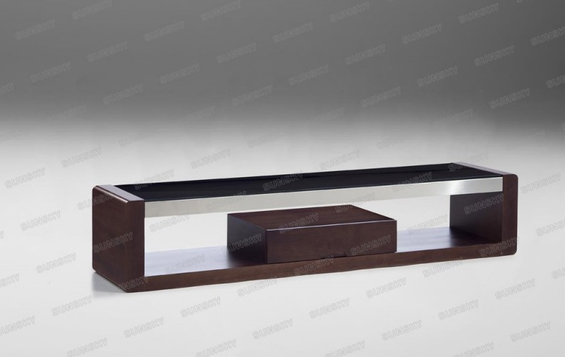 人気強化黒ガラス木製現代のテレビスタンド672D-F-木製キャビネット問屋・仕入れ・卸・卸売り