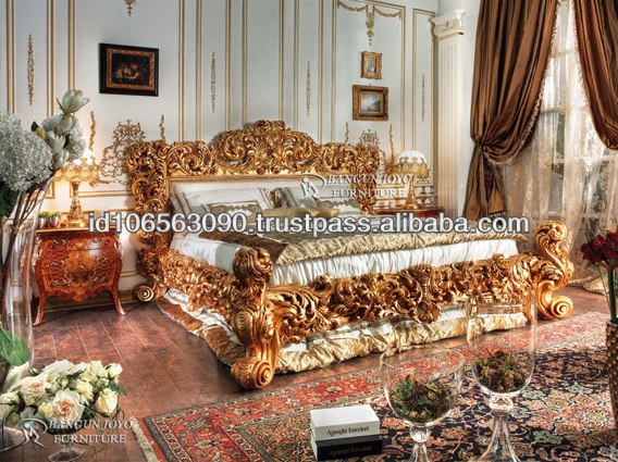 キングロイヤル王室のベッドのベッドの家具の木材彫刻が施された金箔とbjrvs01-ベッド問屋・仕入れ・卸・卸売り
