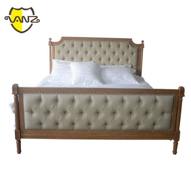 アンティークの木製フレンチスタイル布張りのベッド( kd) vzb002-ベッド問屋・仕入れ・卸・卸売り