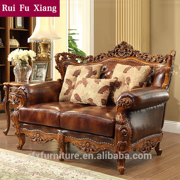ゴムsolidwoodリビングルームの革のソファのために設定されたアメリカのn-221古風家具-リビング用ソファ問屋・仕入れ・卸・卸売り