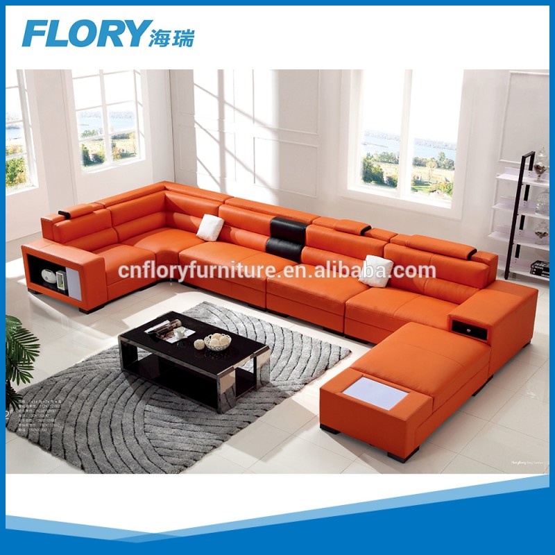 ソファの家具を持つオレンジ色ledライト- f1362-リビング用ソファ問屋・仕入れ・卸・卸売り