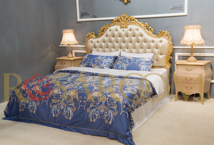 フランスのロココスタイル家具ホテル金箔ベッド-ベッド問屋・仕入れ・卸・卸売り