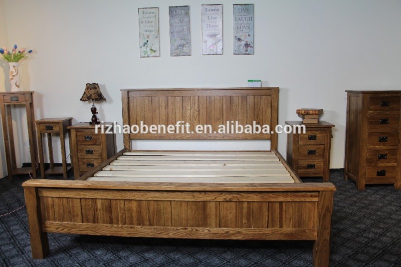 素朴なオーク材の固体aniqueデザインの木製ベッド木製ベッドルーム家具のために使用され-ベッド問屋・仕入れ・卸・卸売り