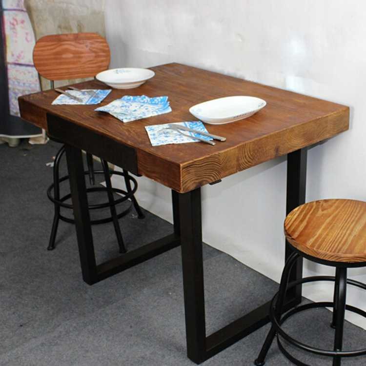 厚い木材トップ工業テーブルで金属フラム-木製テーブル問屋・仕入れ・卸・卸売り