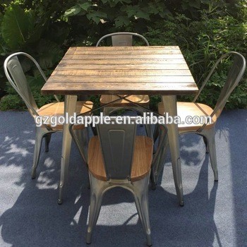 屋外ガーデンレストランダイニングテーブル家具レトロ木製スクエアコーヒーダイニングテーブルと椅子セット-木製テーブル問屋・仕入れ・卸・卸売り