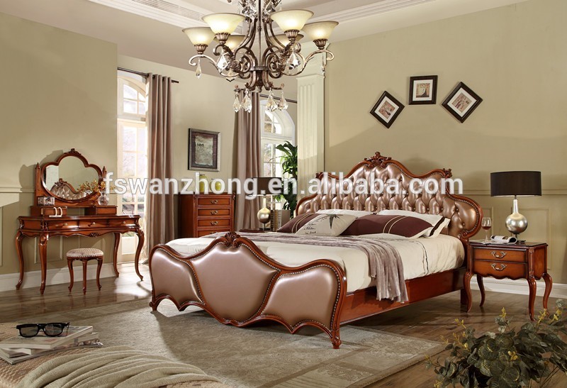 アンティーク王室ヨーロッパスタイル木製5ピース寝室の家具、クラシック寝室セット-ベッド問屋・仕入れ・卸・卸売り