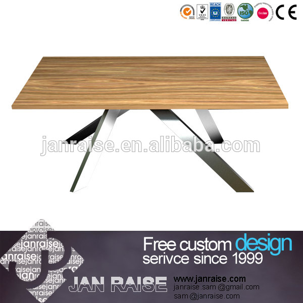 新しいモダン木製ダイニングテーブル付きクローム脚とブナトップ-木製テーブル問屋・仕入れ・卸・卸売り