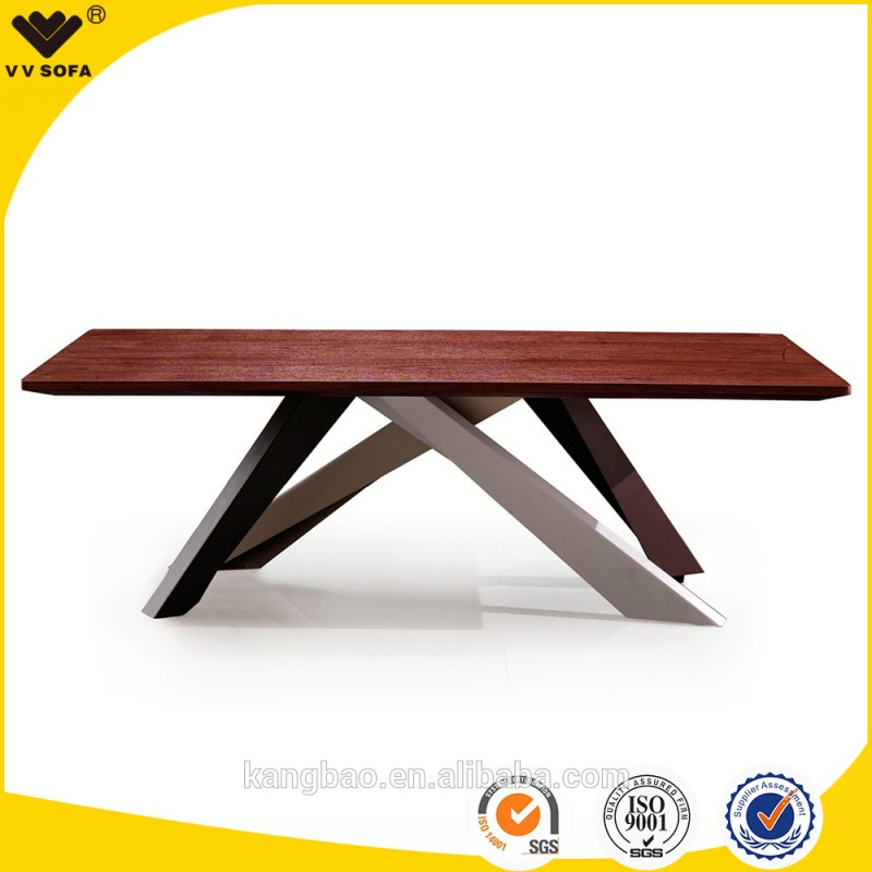 新しいイタリアのデザインロングサイズテーブルダイニングテーブルセット木製トップのデザインが四本足-木製テーブル問屋・仕入れ・卸・卸売り