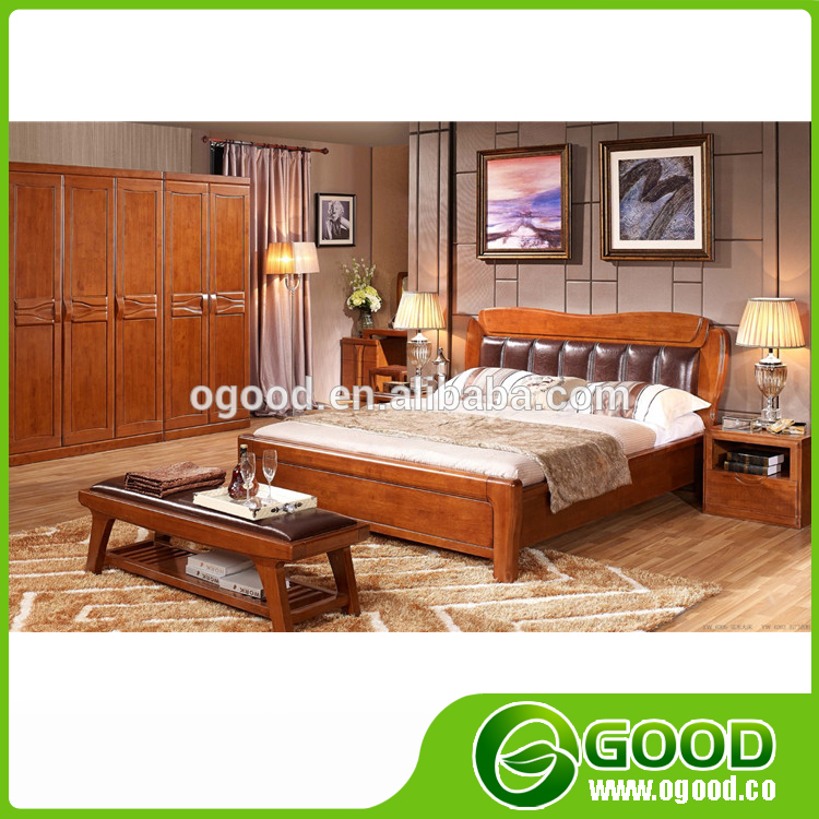 近代的ゴム純木の寝室の家具セット-ベッド問屋・仕入れ・卸・卸売り