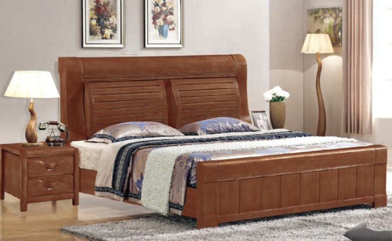 写真の木製寝室家具クルミダブルベッドデザイン853-ベッド問屋・仕入れ・卸・卸売り