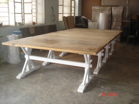 固体木製アンティークフレンチスタイルのダイニングテーブル、 ぼろぼろのシックなフランスの白い木製ダイニングテーブル-その他木製家具問屋・仕入れ・卸・卸売り