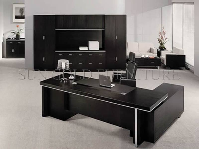 木製オフィスの幹部の最新の黒デスク( sz- od011)-木製テーブル問屋・仕入れ・卸・卸売り