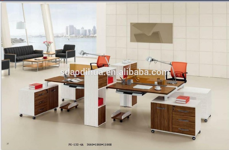 近代的なオフィスの机のパーティション4シーターガラスパーテーション/132-4aオフィスのワークステーション-その他木製家具問屋・仕入れ・卸・卸売り