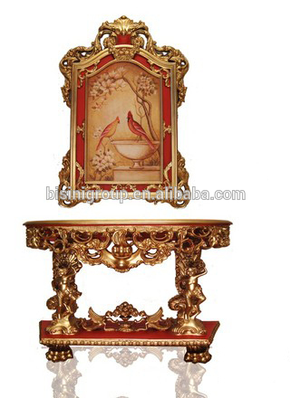 の豪華なアラビアhandpaint黄金のコンソールテーブル、 エレガントなbf11-0922aと額入りの絵画-木製テーブル問屋・仕入れ・卸・卸売り