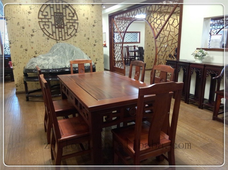 中国風マホガニー無垢材ダイニングテーブル-木製テーブル問屋・仕入れ・卸・卸売り