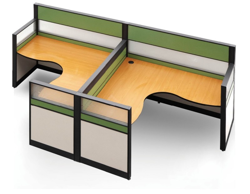 エレガントなモジュラーオフィスキュービクルワークステーション用2人-木製テーブル問屋・仕入れ・卸・卸売り