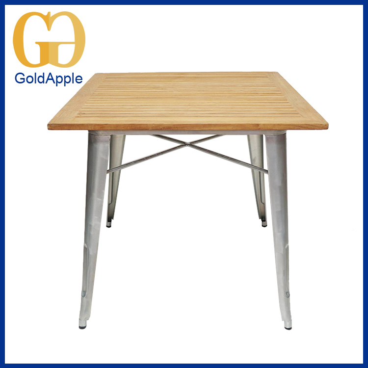 2016人気の屋外金属で木材トップ正方形ダイニング テーブル-木製テーブル問屋・仕入れ・卸・卸売り