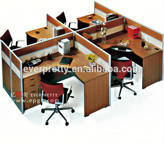4名様用のワークステーション、 オフィススタッフステーション、 木製オフィスのワークステーション-木製テーブル問屋・仕入れ・卸・卸売り