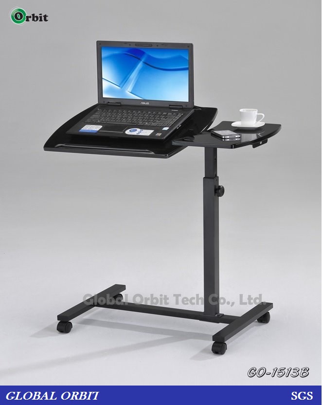 黒のラップトップのカート、 コンピュータスタンド付き調節可能なテーブルトップとキャスター-折り畳み式テーブル問屋・仕入れ・卸・卸売り