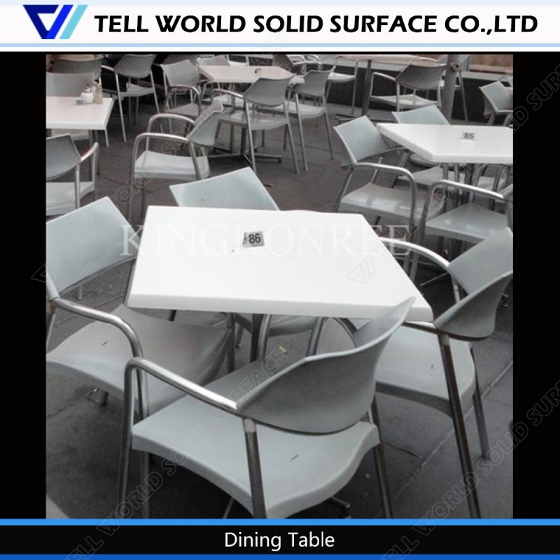 固体表面のテーブル椅子、 白い大理石のテーブルトップ、 店のセット-レストラン用家具セット問屋・仕入れ・卸・卸売り