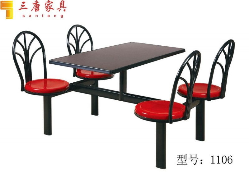ファーストフード固定テーブルと椅子/4椅子section/接続されているレストラン家具( 1106)-金属製家具セット問屋・仕入れ・卸・卸売り