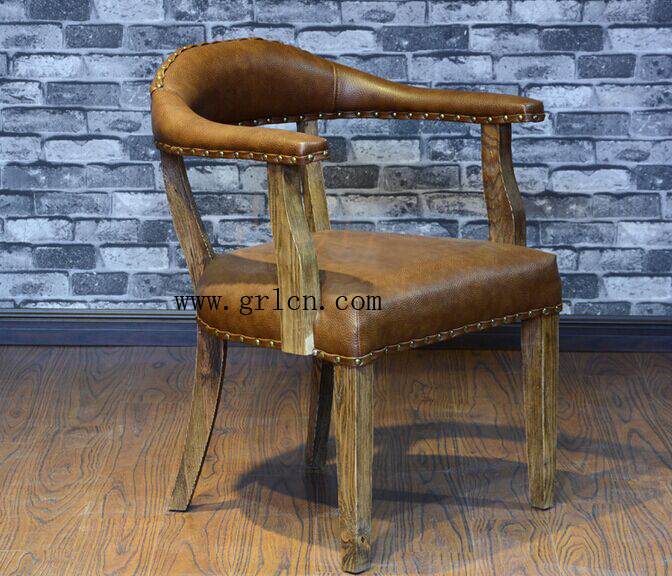 高品質の豪華な本物の茶色の革のアンティークソリッド木のレストランの椅子/ダイニングチェア-アンティーク椅子問屋・仕入れ・卸・卸売り