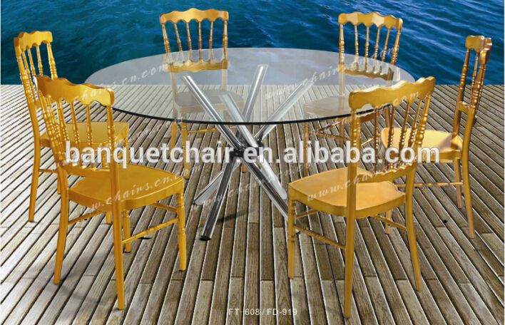 8フィートのガラストップラウンドダイニングテーブルと椅子-折り畳み式テーブル問屋・仕入れ・卸・卸売り