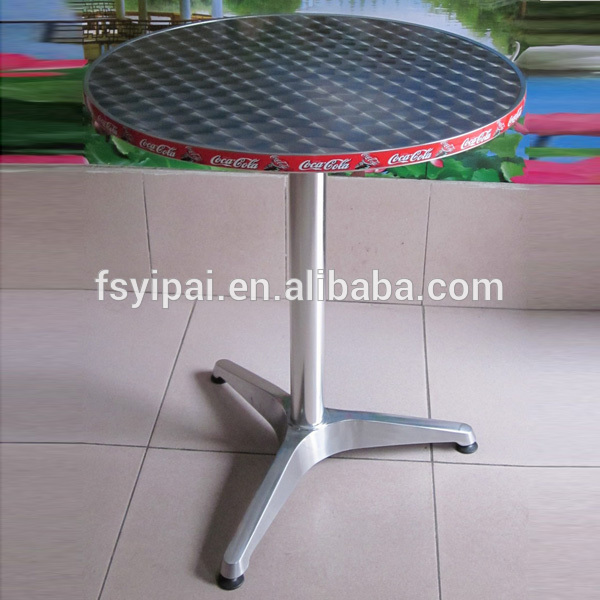 ステンレス鋼のコーヒーテーブルとアルミロゴyt1エッジ-金属製テーブル問屋・仕入れ・卸・卸売り