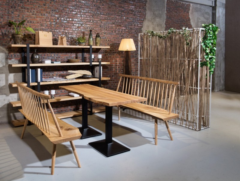 ヴィンテージスタイル天然木の色北アメリカアッシュウッド鉄マットブラック脚が使用レジャーのためのレストランのテーブルと椅子-アンティークテーブル問屋・仕入れ・卸・卸売り