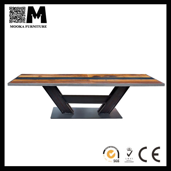 Mordernデザイン木材rectanglarレストランテーブルで金属ベース-金属製テーブル問屋・仕入れ・卸・卸売り