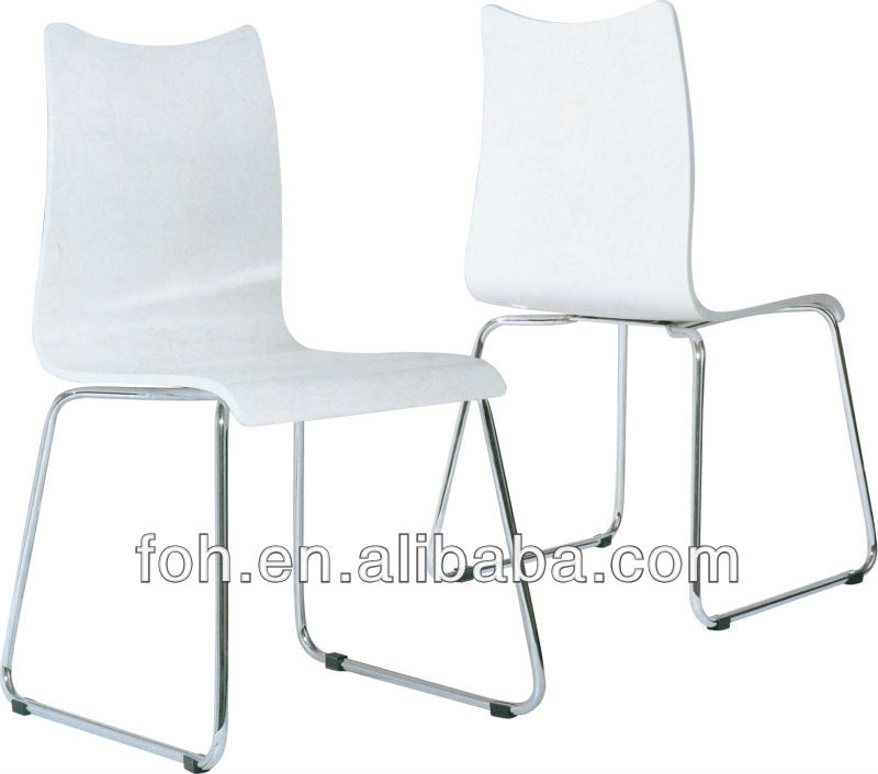 白い曲がっ合板スタッカブルレストランダイニングチェア(FOH-RC1)-木製椅子問屋・仕入れ・卸・卸売り