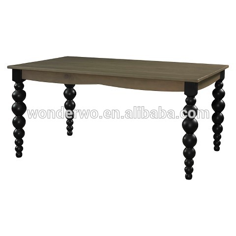 モダンな木製長方形のレストランのテーブルカバー付き本足- 黒-木製テーブル問屋・仕入れ・卸・卸売り