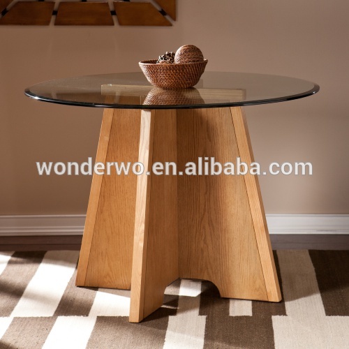 新しいデザインのレストランの家具モダンな木製ダイニングテーブル丸でガラストップ-木製テーブル問屋・仕入れ・卸・卸売り