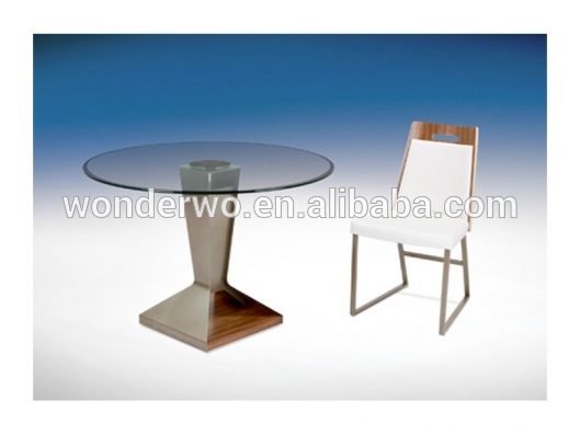 近代的な円形のガラストップステンレス鋼の基本のレストランの椅子テーブルラウンド-木製テーブル問屋・仕入れ・卸・卸売り