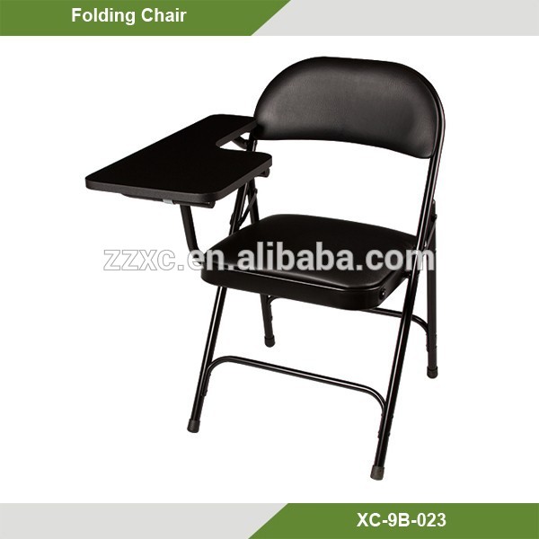 ビニールクッション金属の折り畳み式の学生の椅子を書くことでタブレットアーム-学校用椅子問屋・仕入れ・卸・卸売り