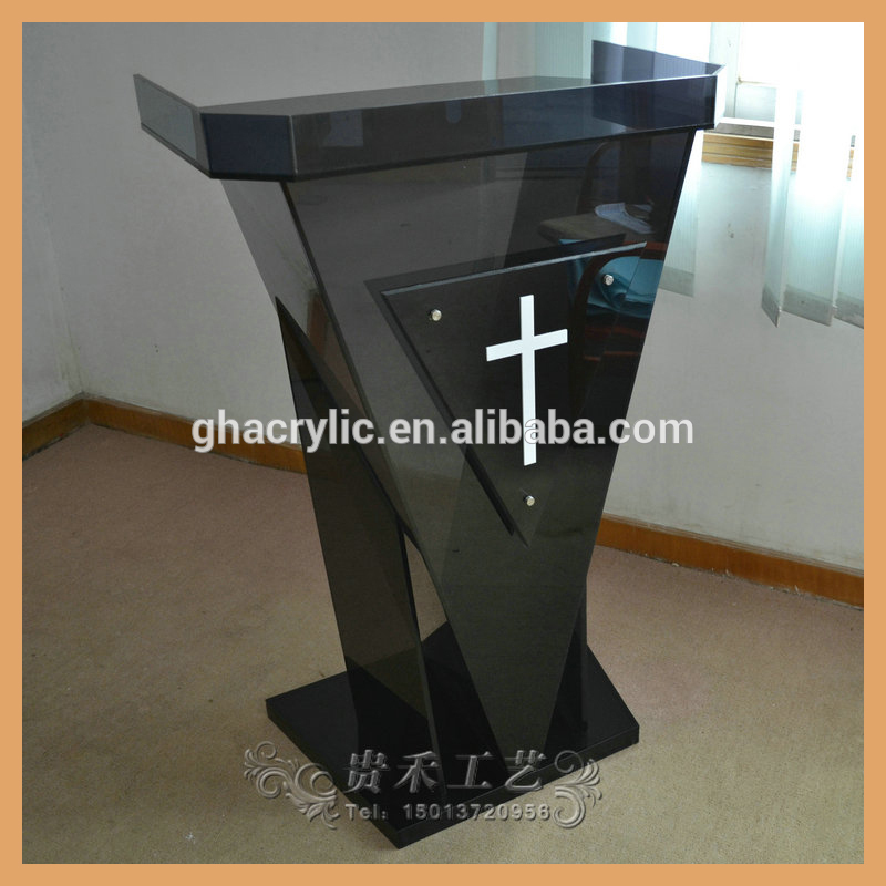 GH-YZ0076 #3 balck/ホワイト/つや消し/イエローアクリル安い教会表彰台ガラス説教壇用教会-その他プラスチック製家具問屋・仕入れ・卸・卸売り