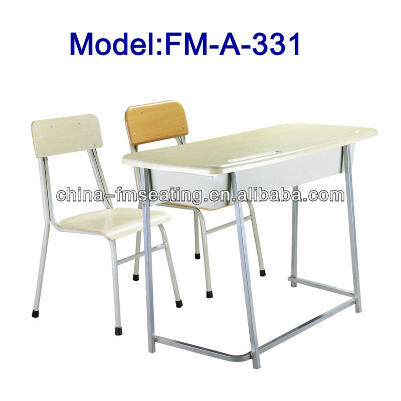 FM-A-331木製学校二つの机と椅子-金属製家具セット問屋・仕入れ・卸・卸売り