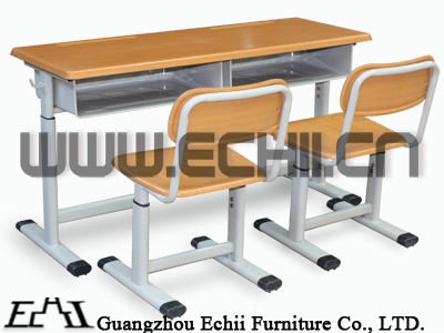 二重の学校の机と椅子/調節机と椅子/耐久性のある学校用家具の机と椅子-金属製家具セット問屋・仕入れ・卸・卸売り