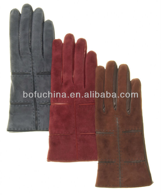 女性のスエード手袋付きラムスキン手のひらと挿入ファッション手袋用女性-その他生地、皮革製品問屋・仕入れ・卸・卸売り