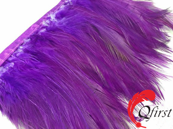 ファッションフリンジ染め羽衣紫色の天然のオンドリハックルフェザートリム-フェザー問屋・仕入れ・卸・卸売り