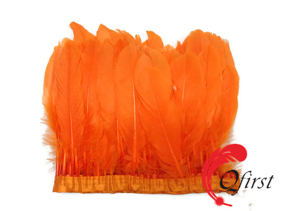 新しい到着のフリンジ安い価格羽衣染めたオレンジ色のガチョウの羽のトリム-フェザー問屋・仕入れ・卸・卸売り