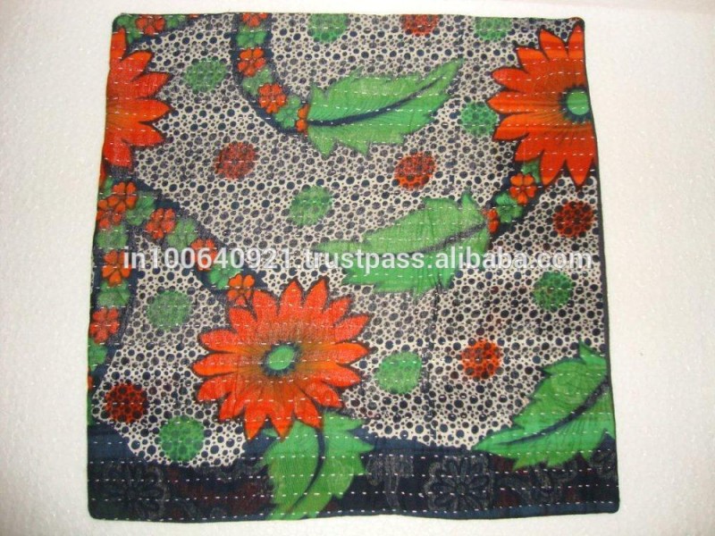 インドのビンテージ手作りクッション綿kantha100%/枕カバー-クッションカバー問屋・仕入れ・卸・卸売り