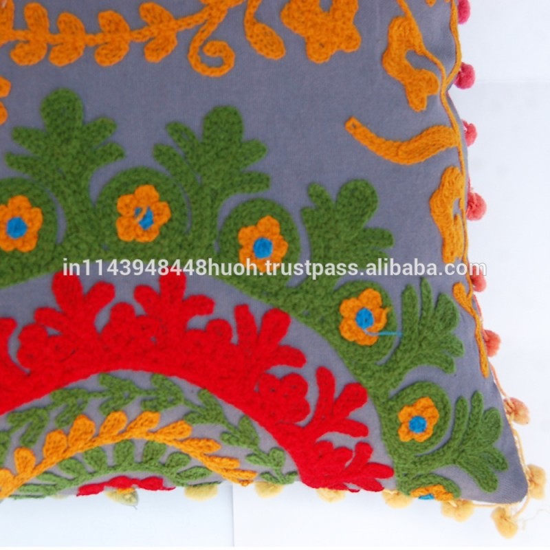 ハンドメイドクッションカバークリスマスギフト16 × 16 'suzani刺繍入り枕ケース-クッションカバー問屋・仕入れ・卸・卸売り
