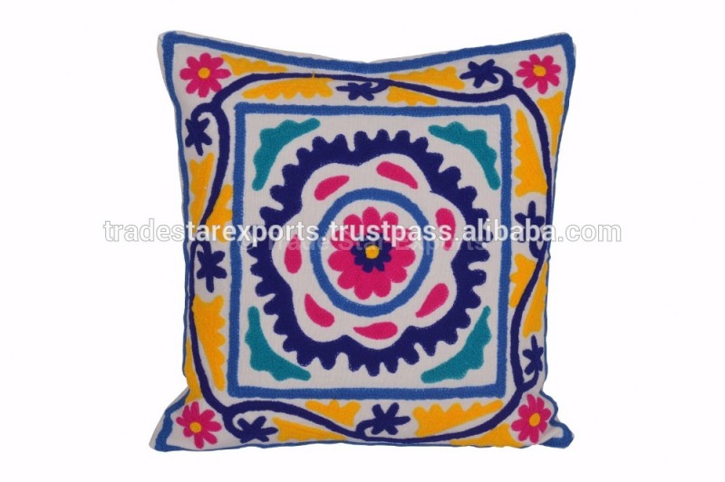 Suzani枕刺繍入り自由奔放に生きる スロー装飾インド クッション カバー-問屋・仕入れ・卸・卸売り