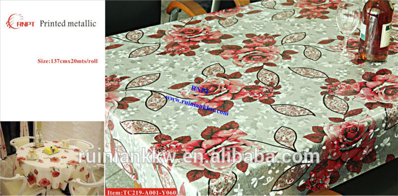 花の印刷されたメタリックpvcテーブルクロスtc219-a001-y060安い価格で良い品質-テーブルクロス問屋・仕入れ・卸・卸売り